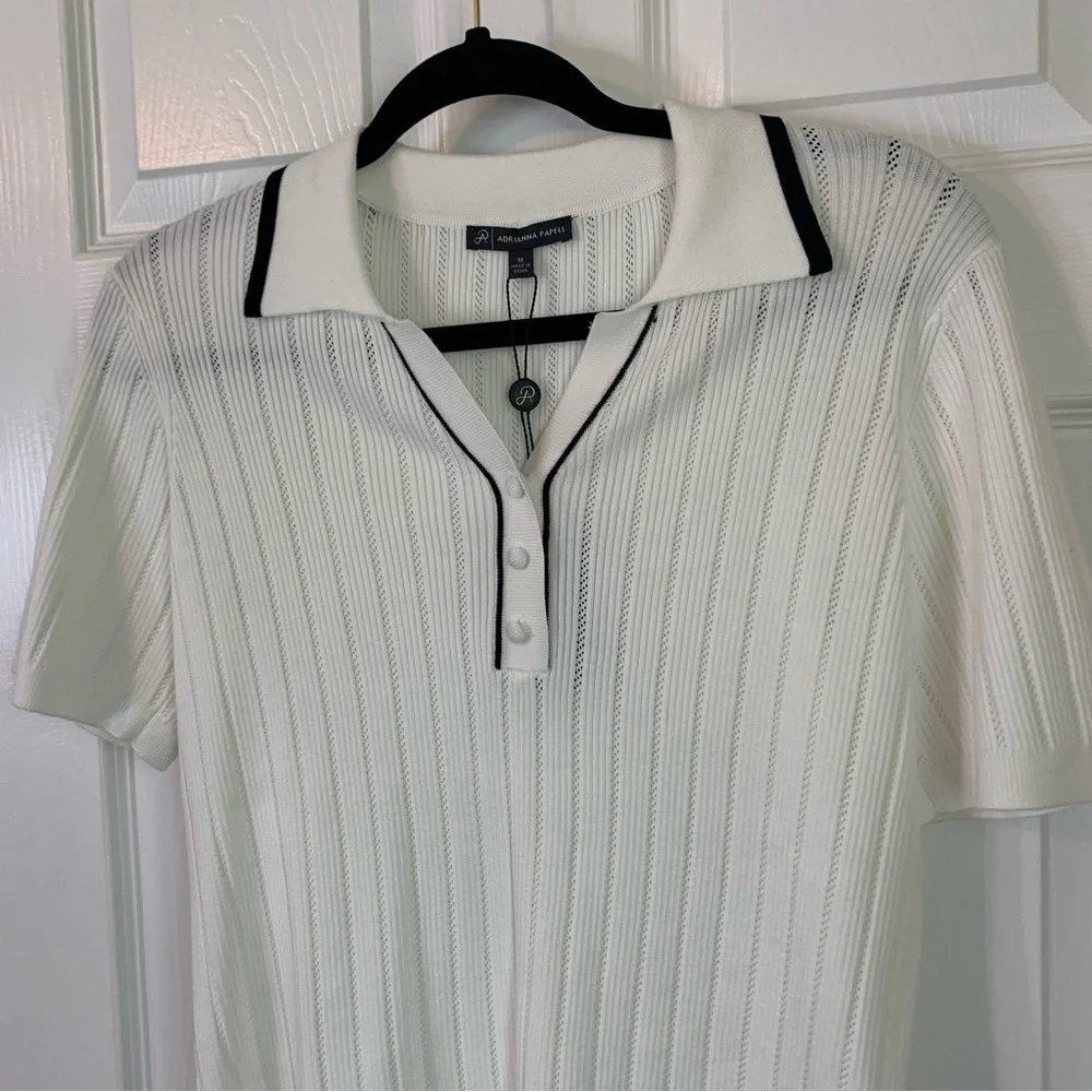 NWT Adrianna Papell Textured Knit Polo Top, Size M - Picture 6 of 10